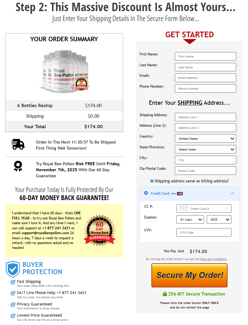 Royal Bee Pollen order form